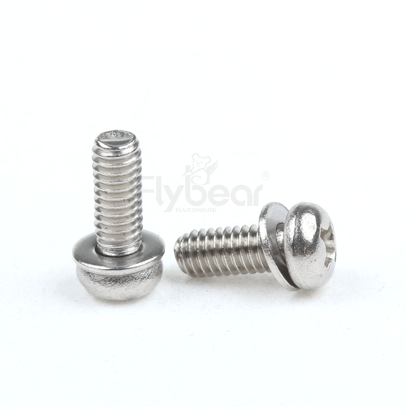 304不锈钢A2-50十字槽盘头带弹垫组合螺钉Q/DM-02