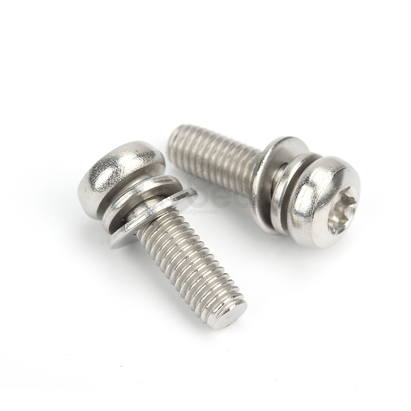 304不锈钢内六角花形盘头带平弹垫组合螺钉GB2672三组合