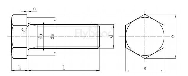 外六角全牙螺栓DIN933图纸
