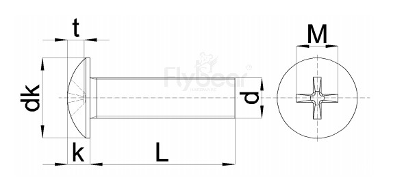 十字槽扁头螺钉图纸