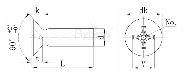 十字槽沉头螺钉DIN965图纸