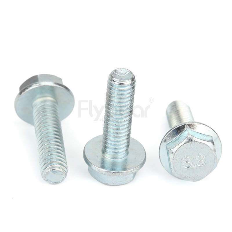 碳钢8.8级蓝白锌六角头法兰螺栓DIN6921